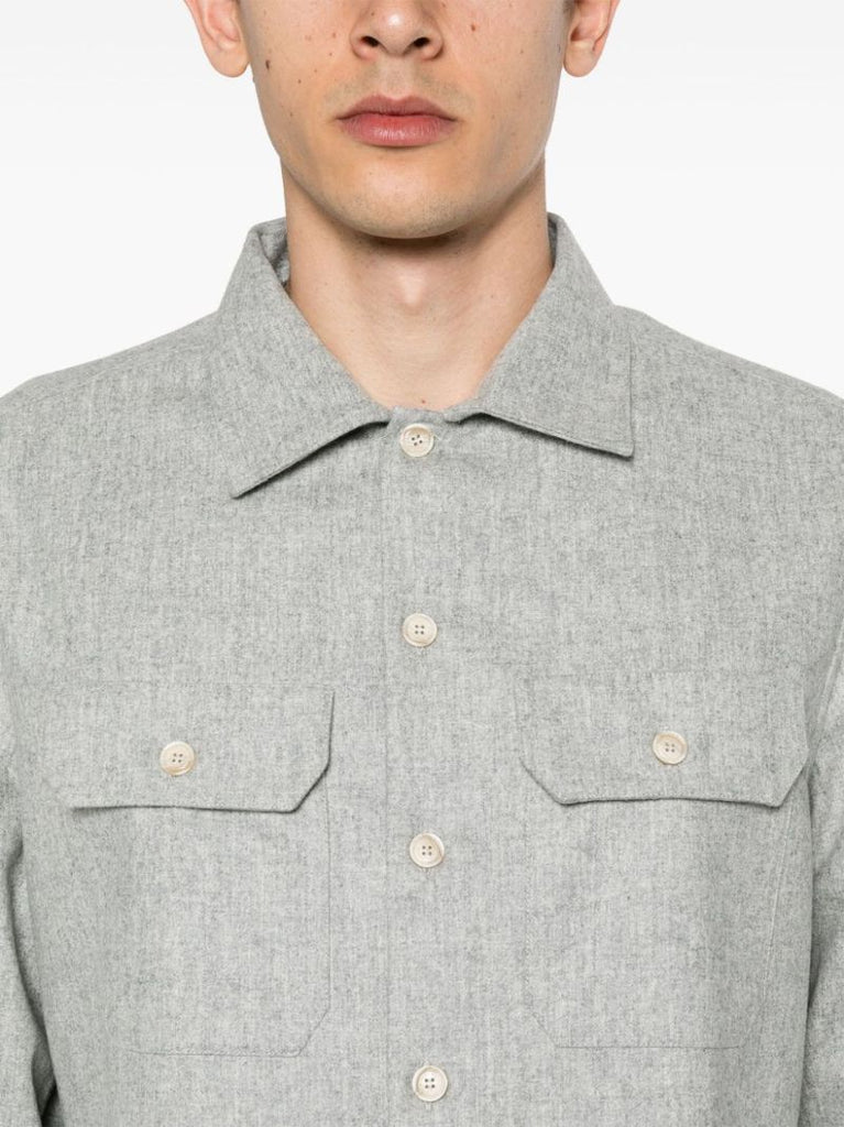 Grey Virgin-wool Flannel Overshirt