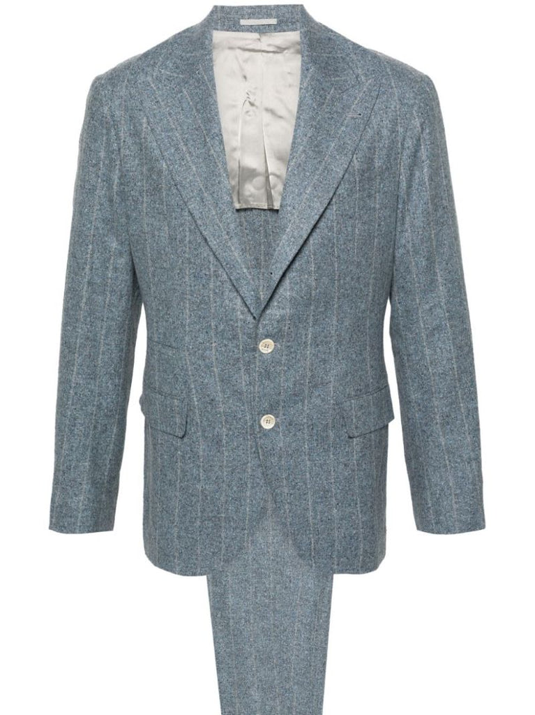 Blue Striped Single-breasted Suit