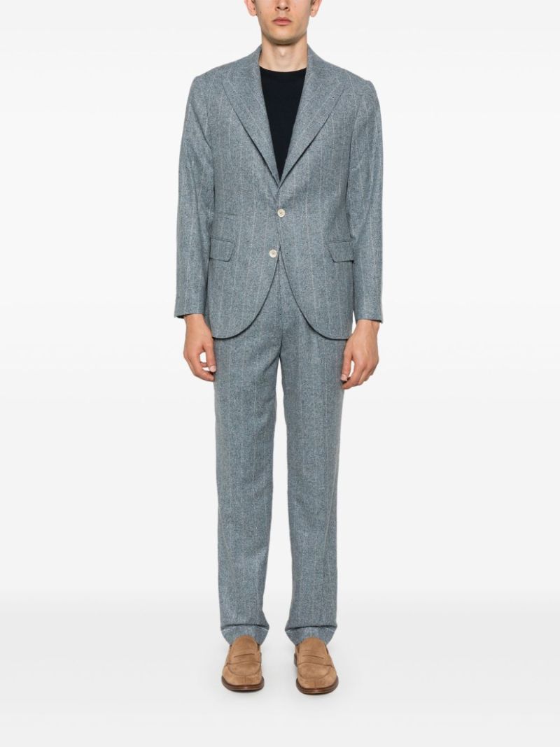 Blue Striped Single-breasted Suit