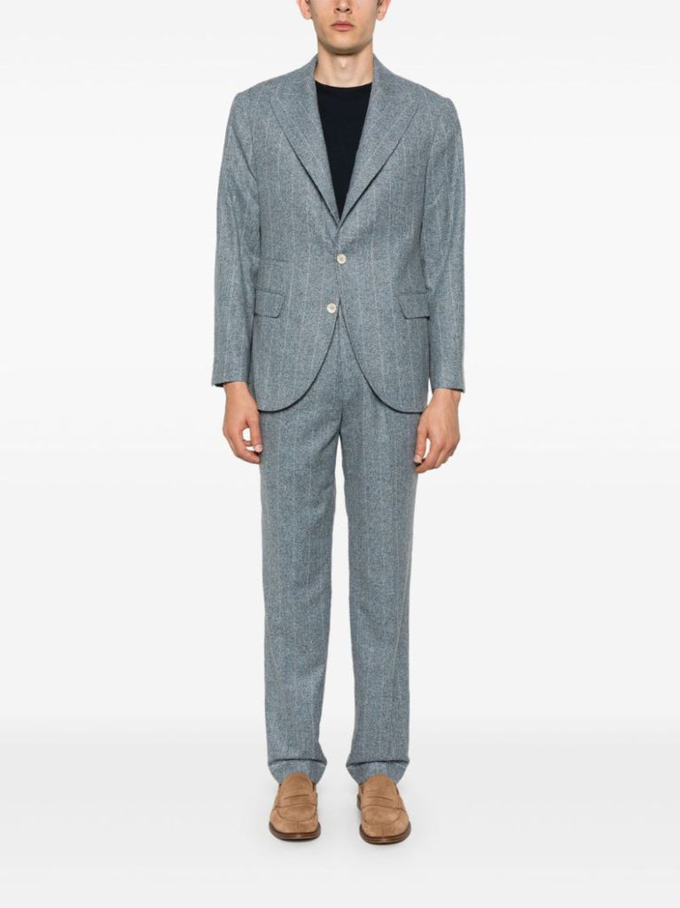 Blue Striped Single-breasted Suit