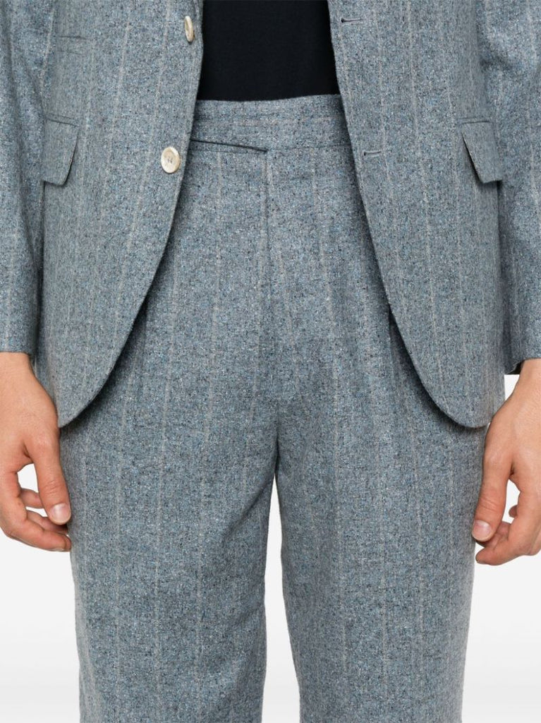 Blue Striped Single-breasted Suit