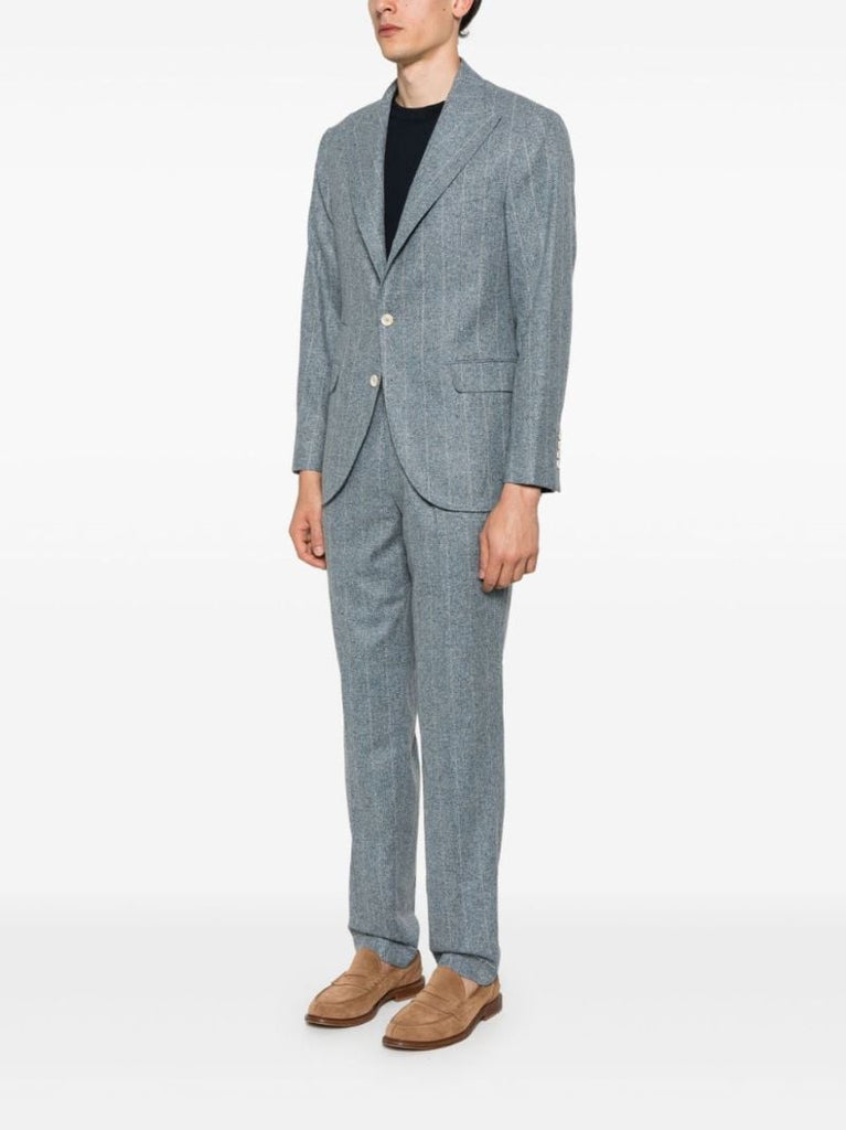 Blue Striped Single-breasted Suit