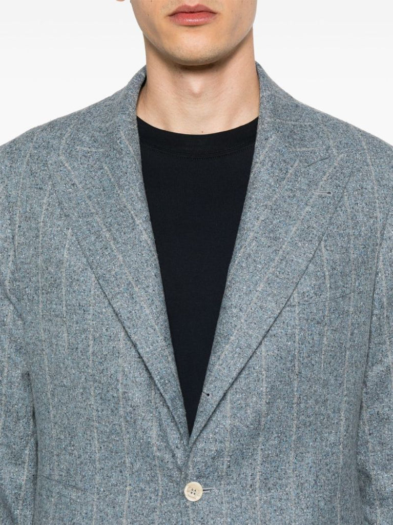 Blue Striped Single-breasted Suit