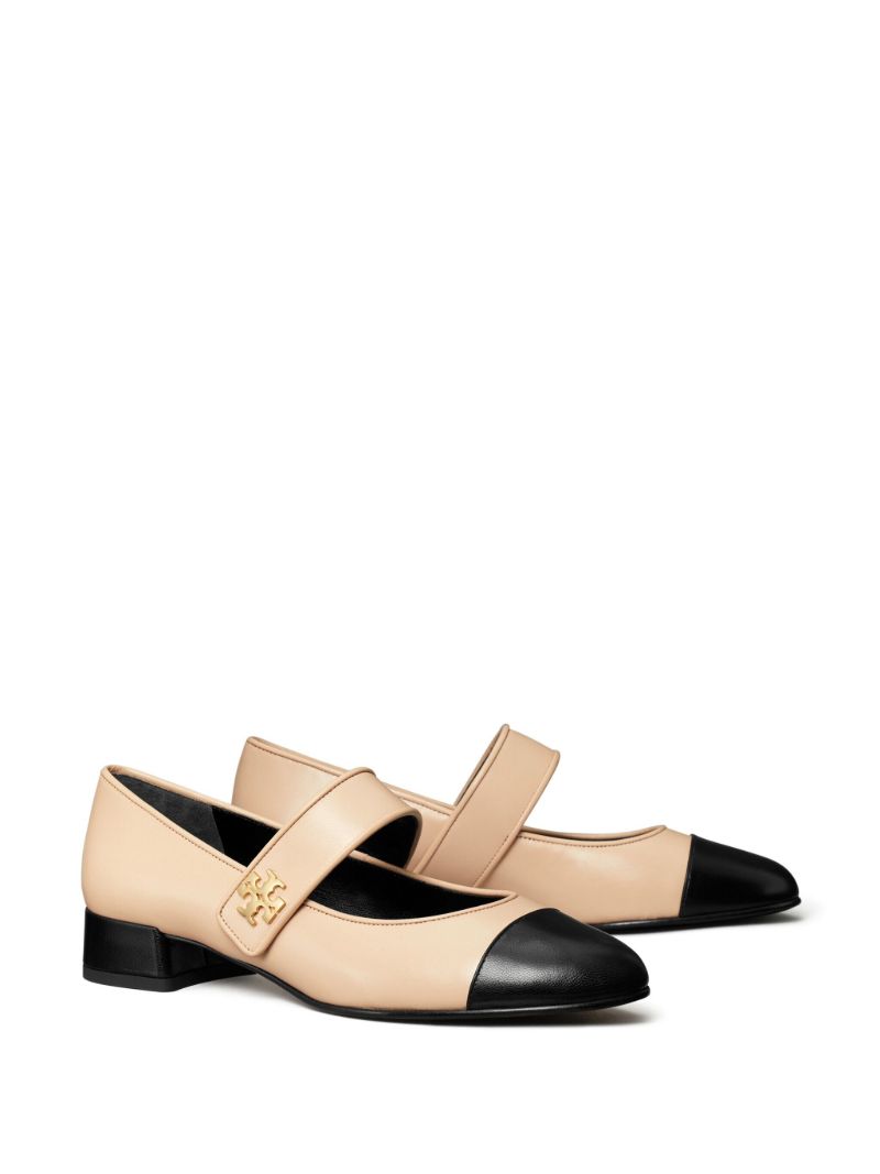 Pink Double T Leather Ballet Pumps