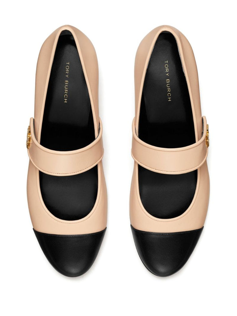 Pink Double T Leather Ballet Pumps