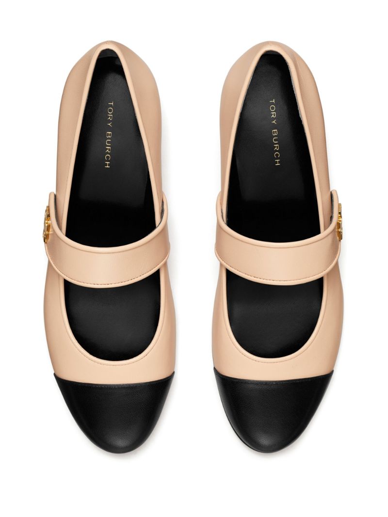 Pink Double T Leather Ballet Pumps