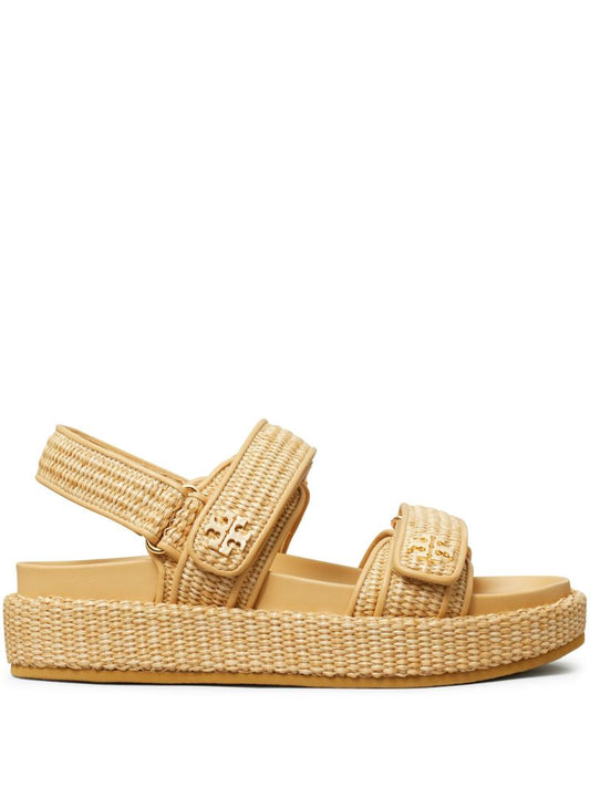 Neutral Double T Raffia Sandals