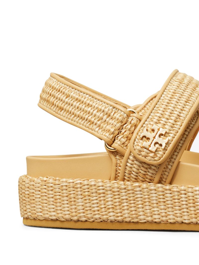 Neutral Double T Raffia Sandals