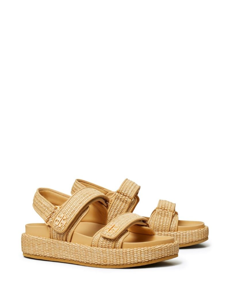 Neutral Double T Raffia Sandals