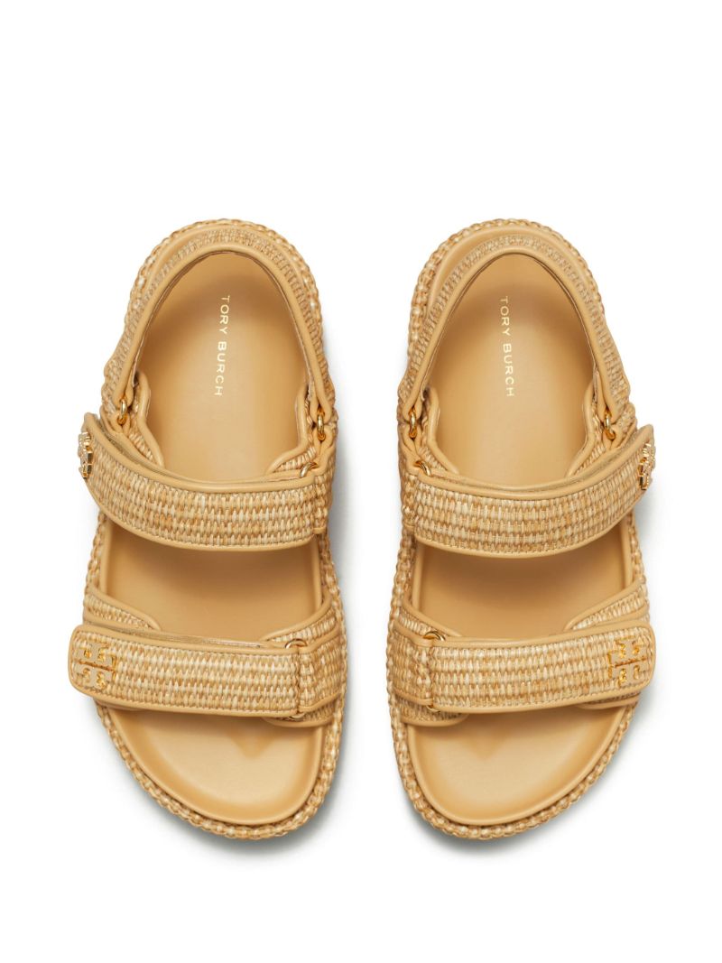 Neutral Double T Raffia Sandals
