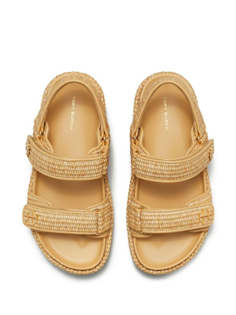 Neutral Double T Raffia Sandals