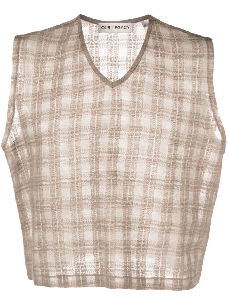 Grey Check Print Vest