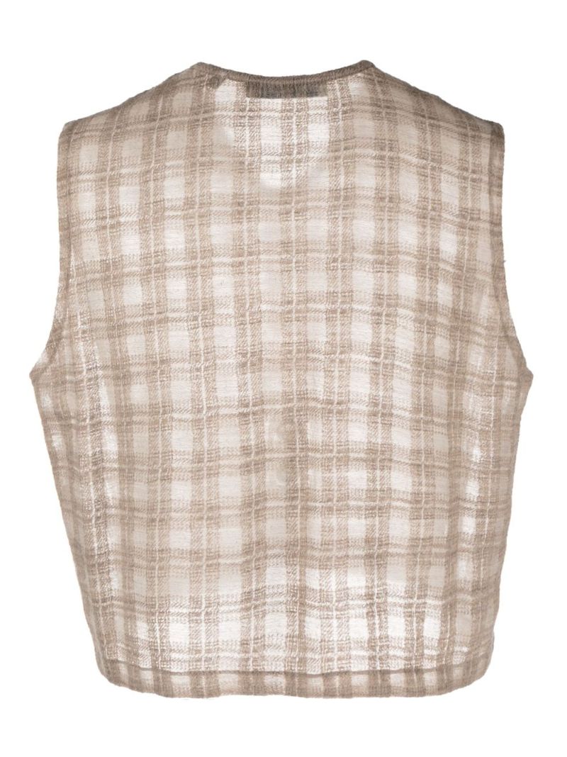 Grey Check Print Vest