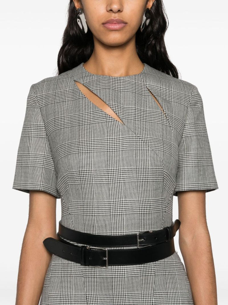 Prince of Wales Slashed Midi Dress
