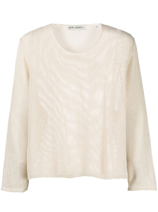 Neutral Cotton Mesh Jumper