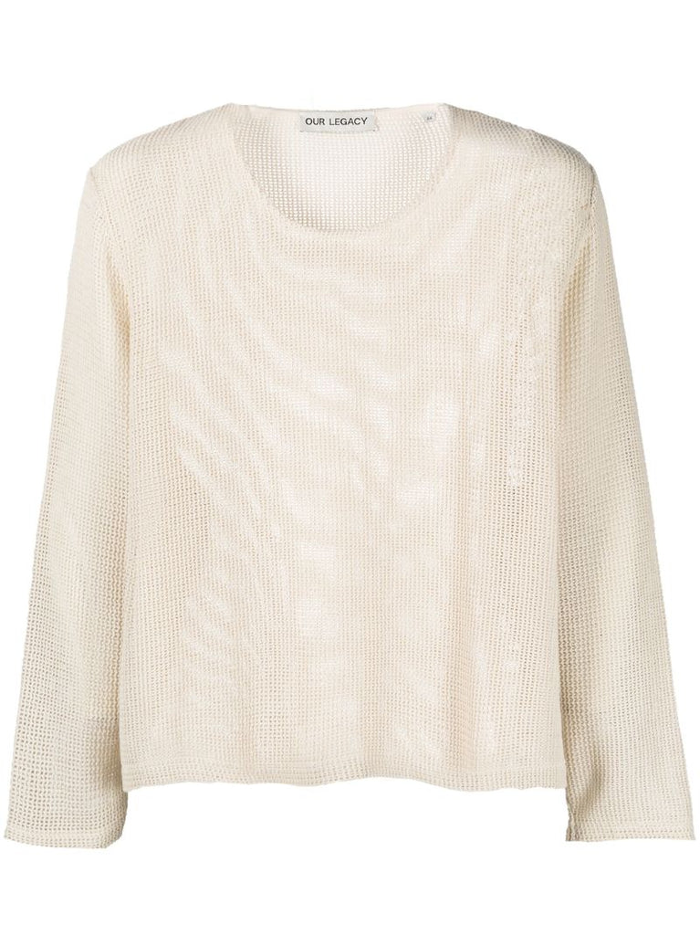 Neutral Cotton Mesh Jumper
