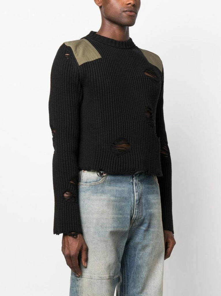 Black Distressed Finish Sweater