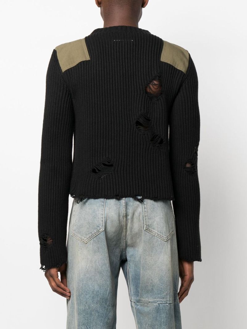 Black Distressed Finish Sweater