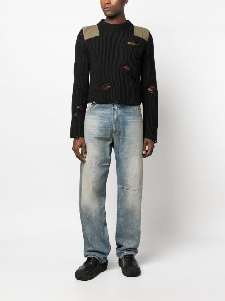 Black Distressed Finish Sweater
