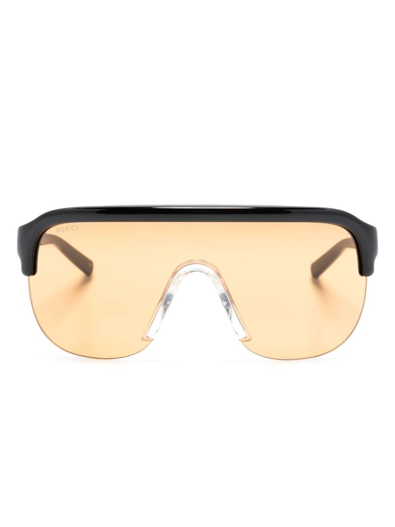 Black Half-rim Shield-frame Sunglasses