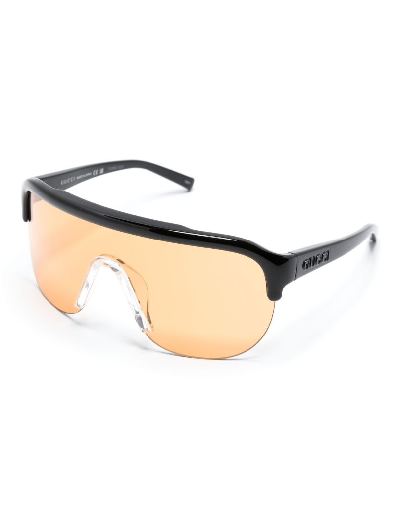 Black Half-rim Shield-frame Sunglasses