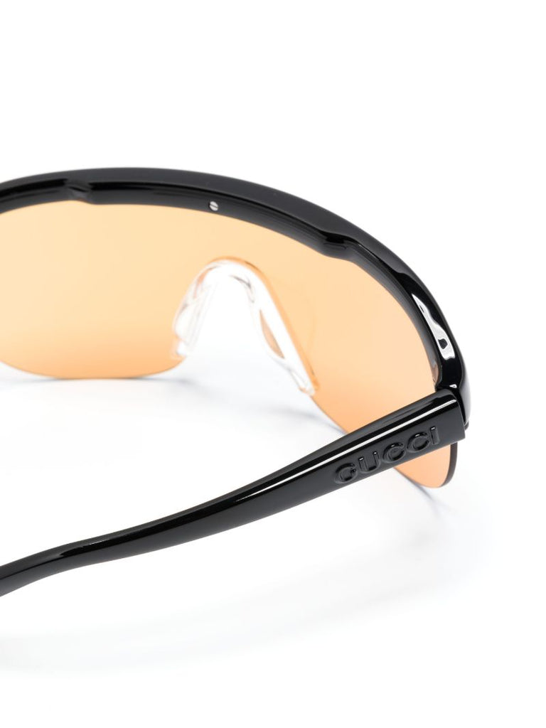 Black Half-rim Shield-frame Sunglasses