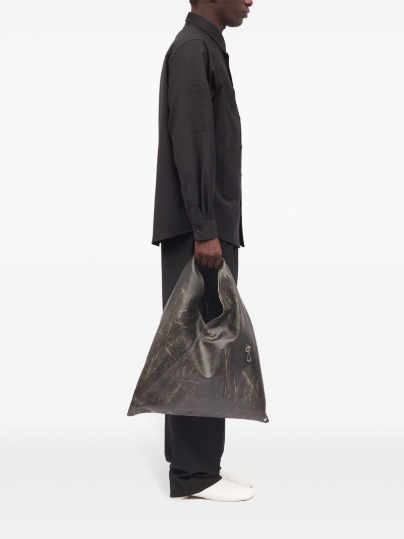 Black Japanese Medium Leather Tote Bag