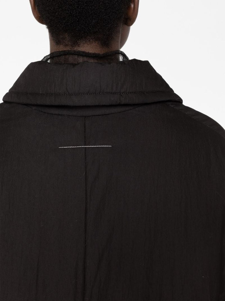 Black Padded Button Front Coat