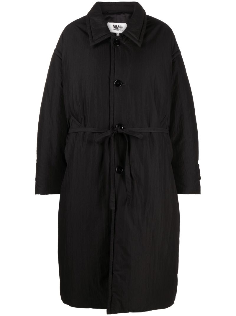 Black Padded Button Front Coat