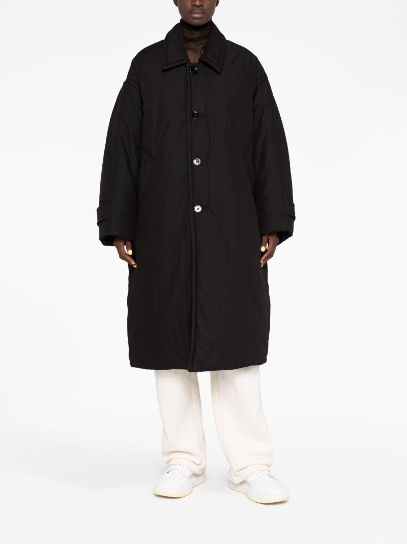 Black Padded Button Front Coat