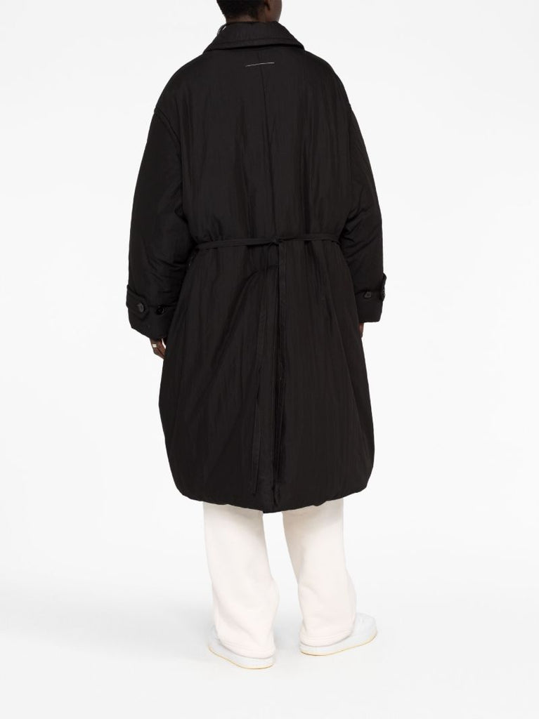 Black Padded Button Front Coat