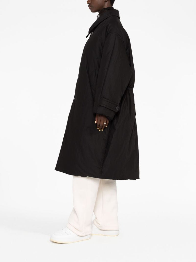Black Padded Button Front Coat