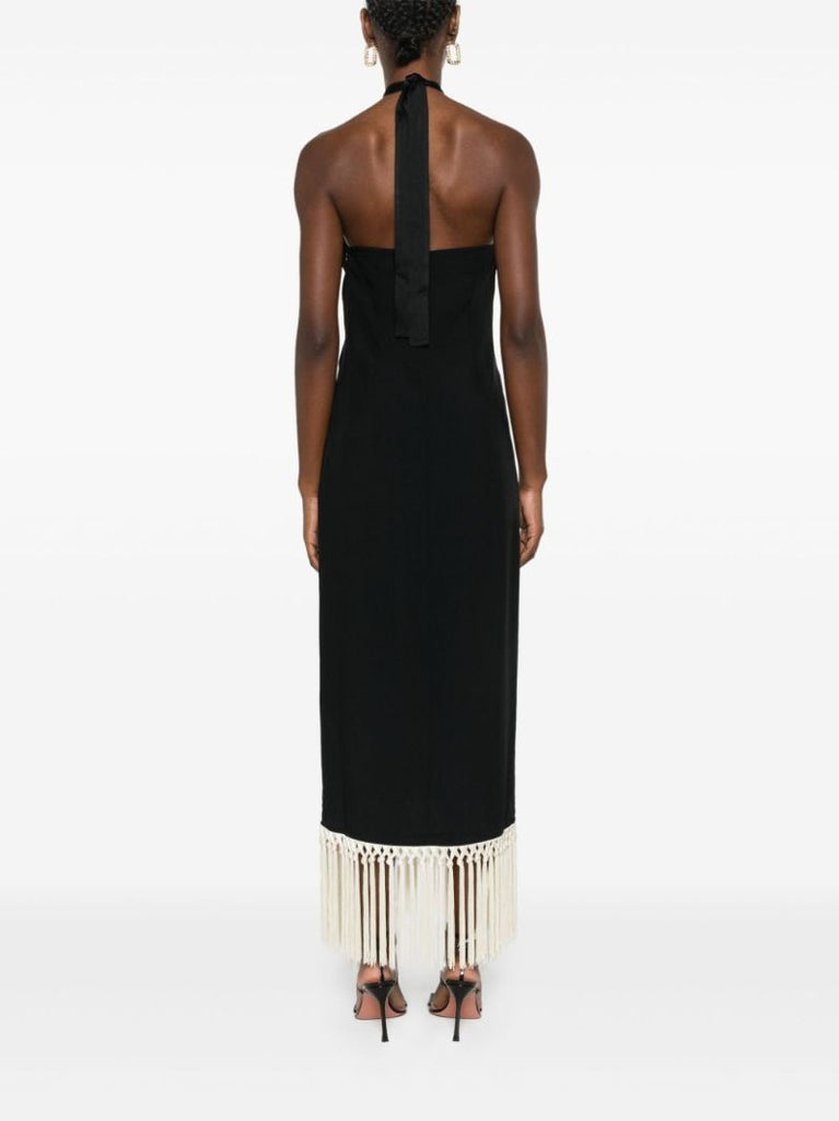 Black Fringe-trim Maxi Dress
