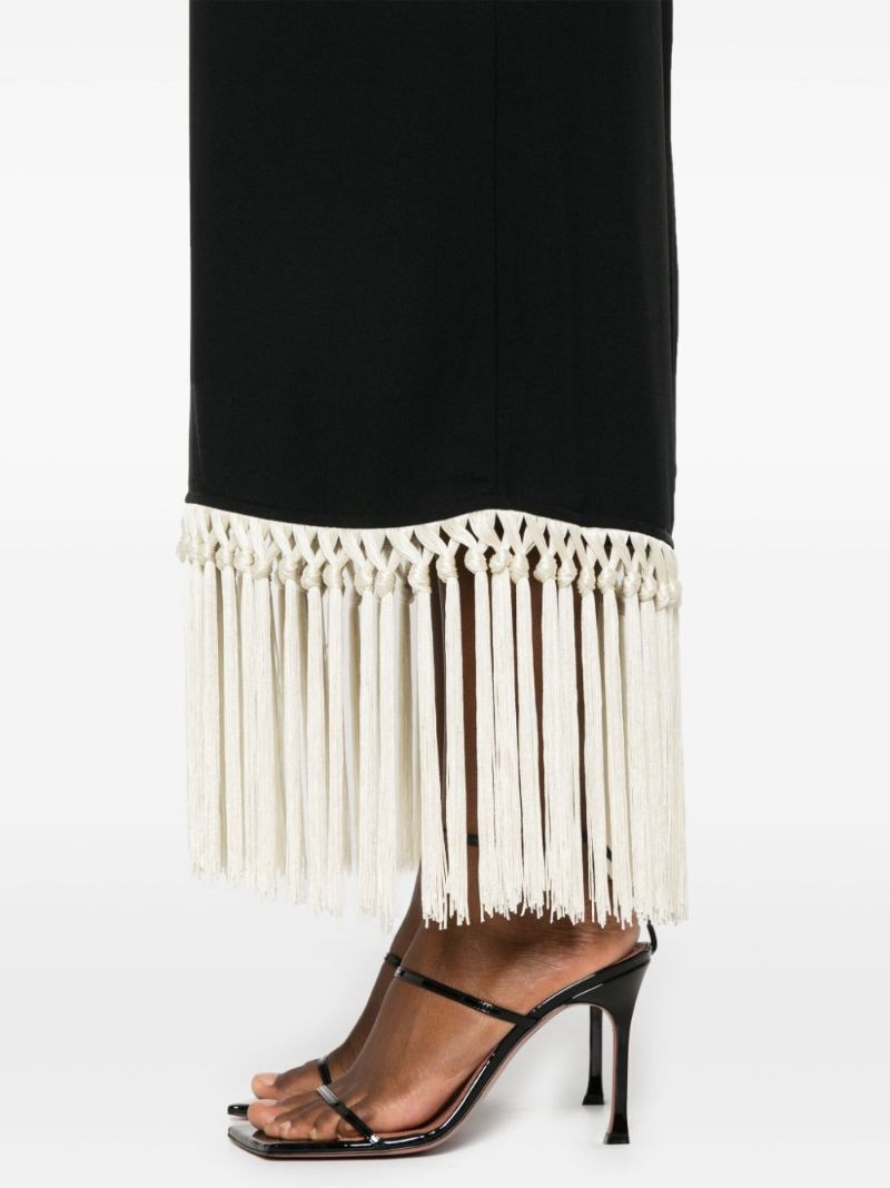 Black Fringe-trim Maxi Dress