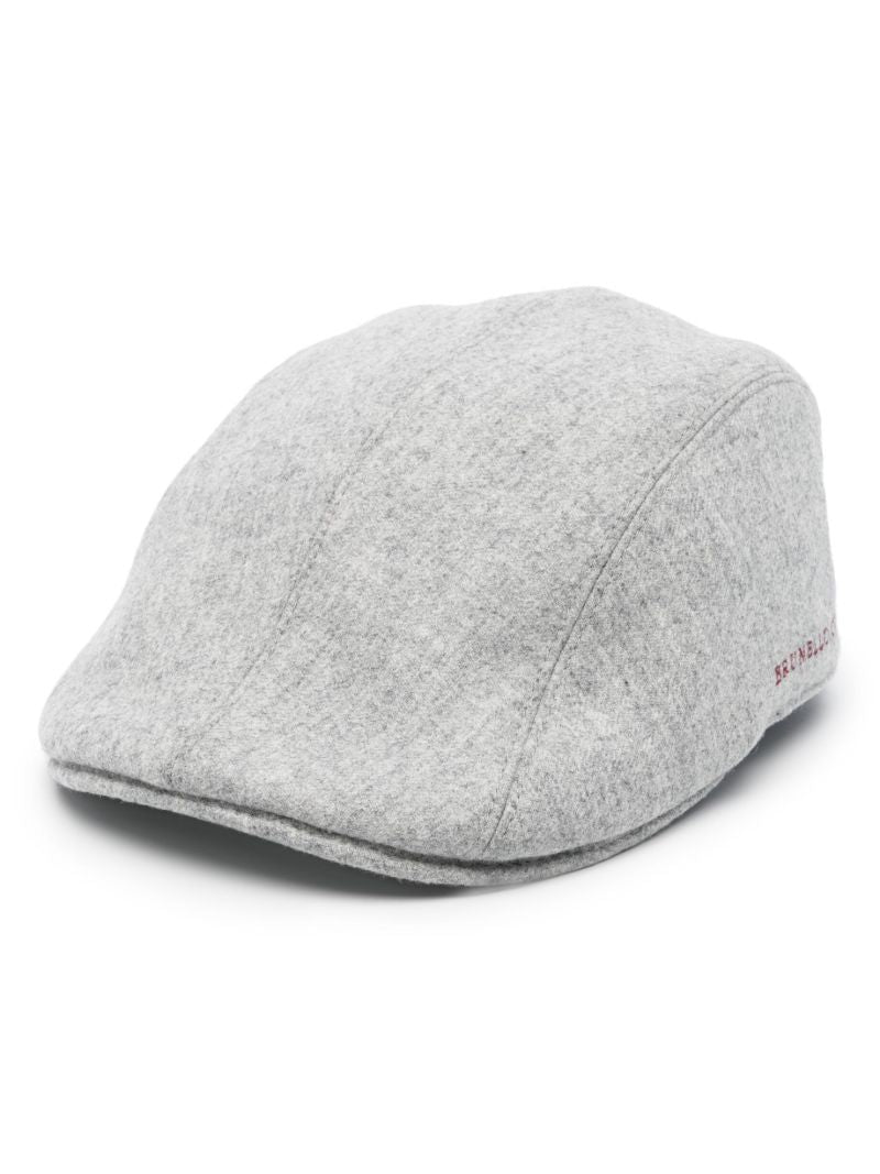 Grey Logo-embroidered Wool Cap