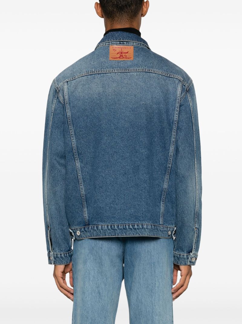 Gathered AppliquÃ_x0083_Â© Denim Jacket