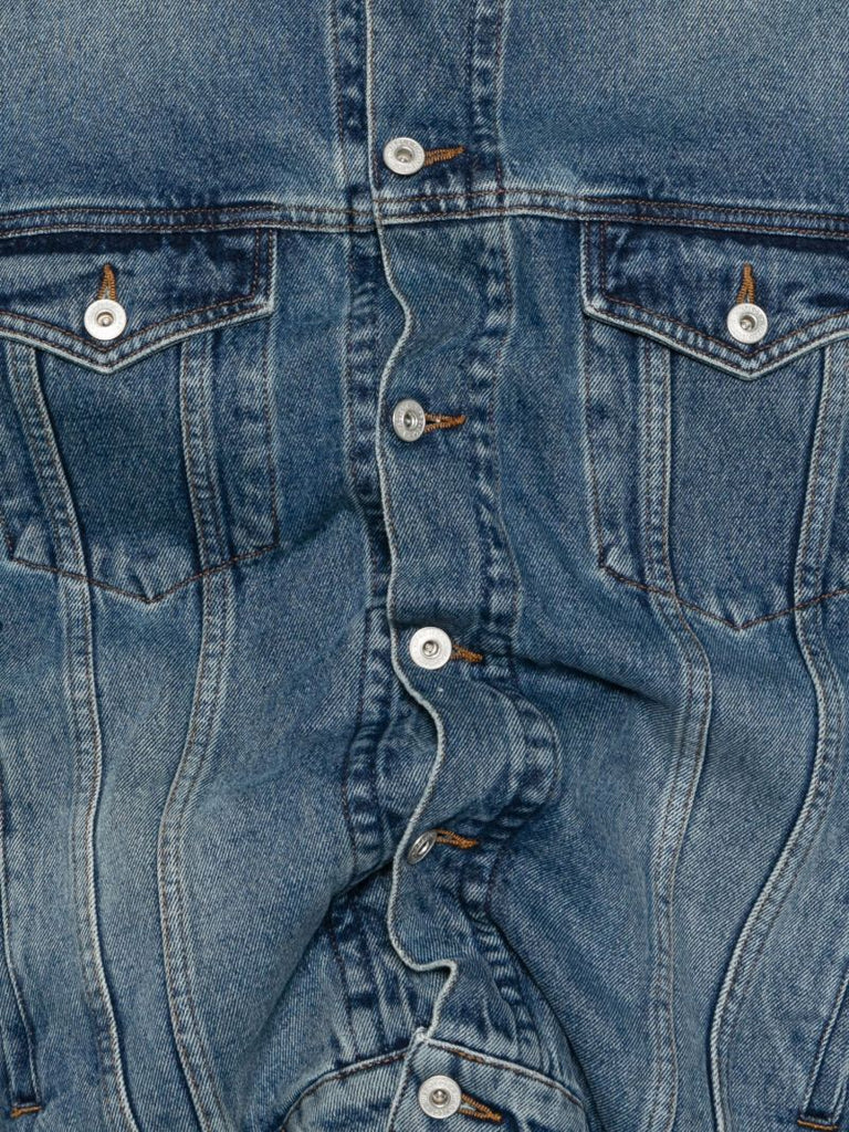 Gathered AppliquÃ_x0083_Â© Denim Jacket