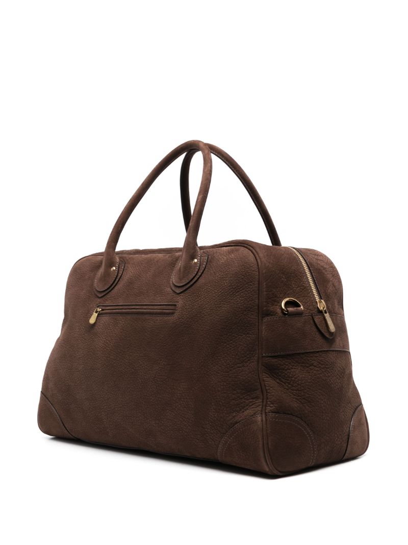 Brown Logo-stamp Leather Tote Bag