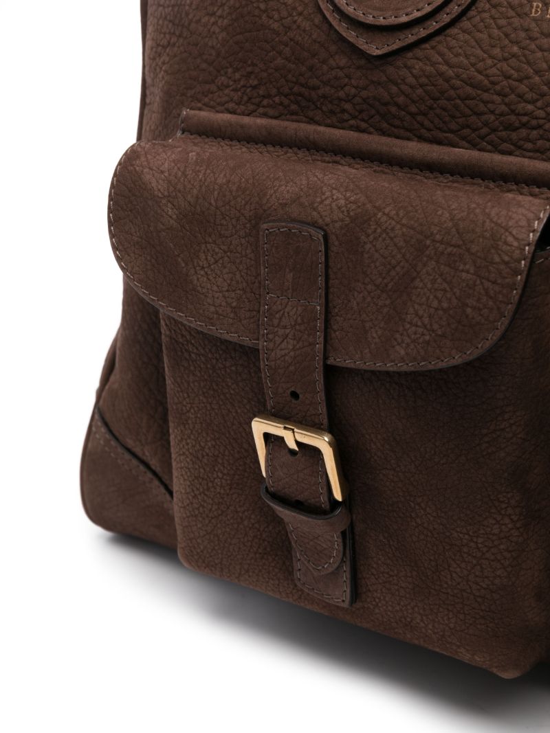 Brown Logo-stamp Leather Tote Bag