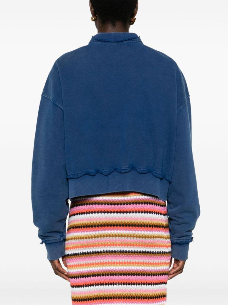 Blue Logo-appliquÃ_x0083_Â© Cotton Sweatshirt