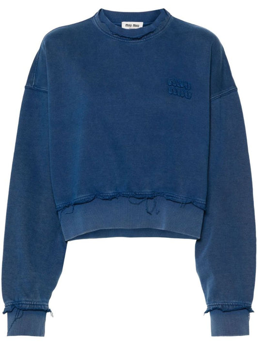 Blue Logo-appliquÃ_x0083_Â© Cotton Sweatshirt