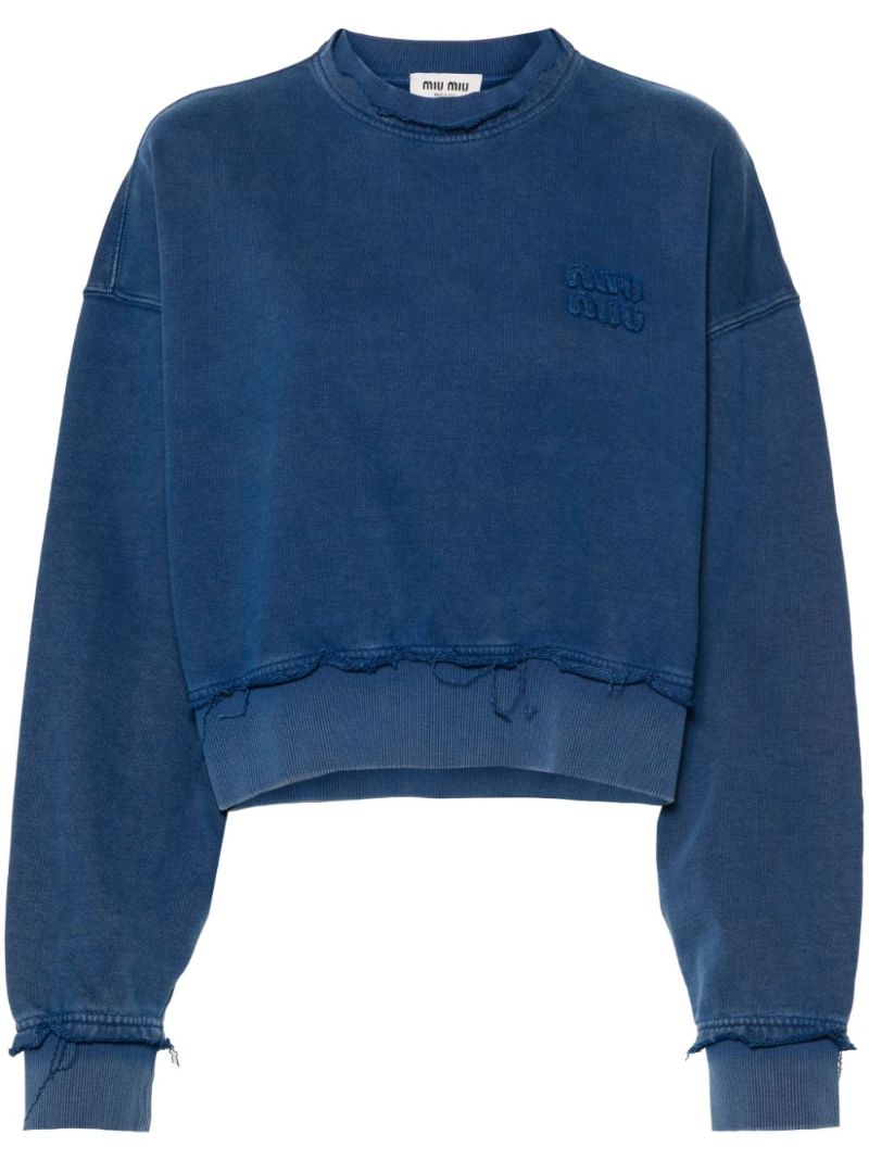 Blue Logo-appliquÃ_x0083_Â© Cotton Sweatshirt