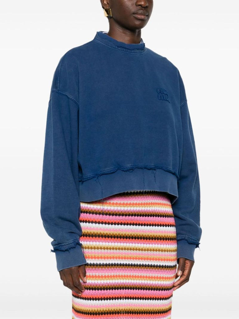 Blue Logo-appliquÃ_x0083_Â© Cotton Sweatshirt