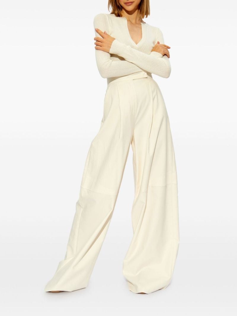 White High-waist Wide-leg Trousers