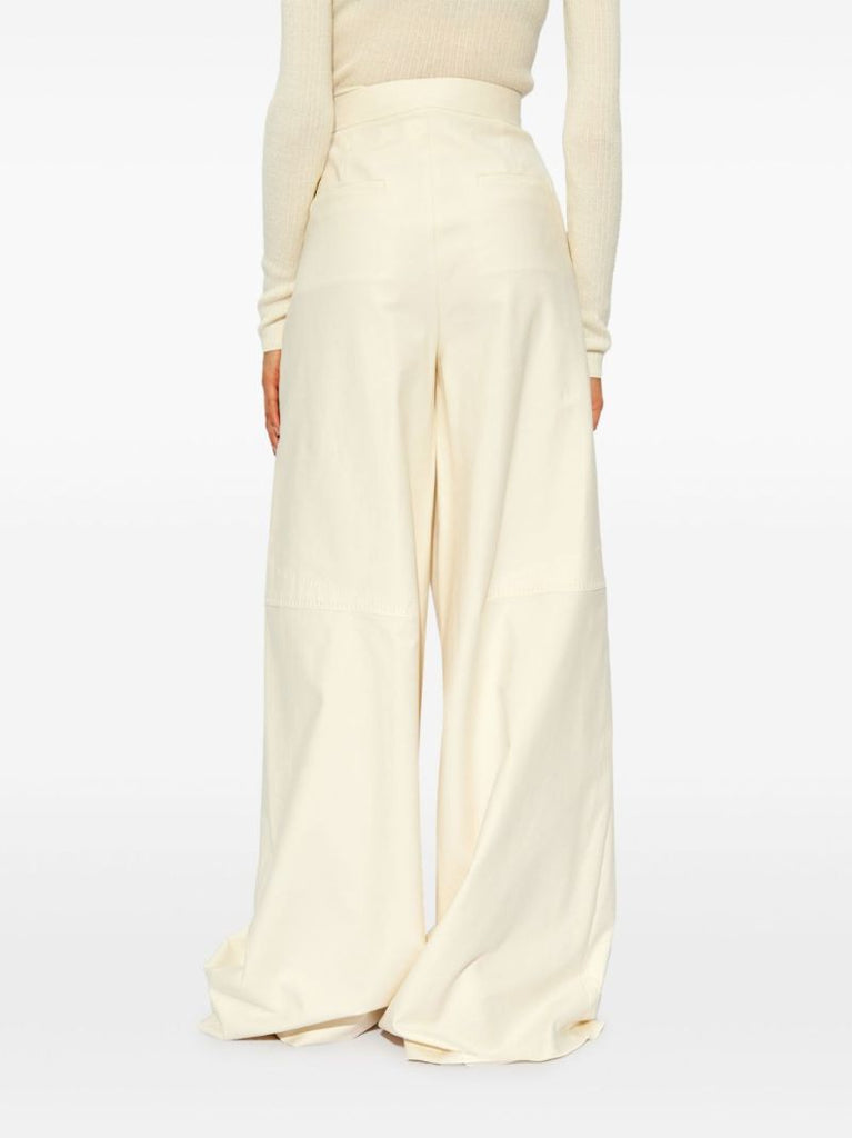 White High-waist Wide-leg Trousers