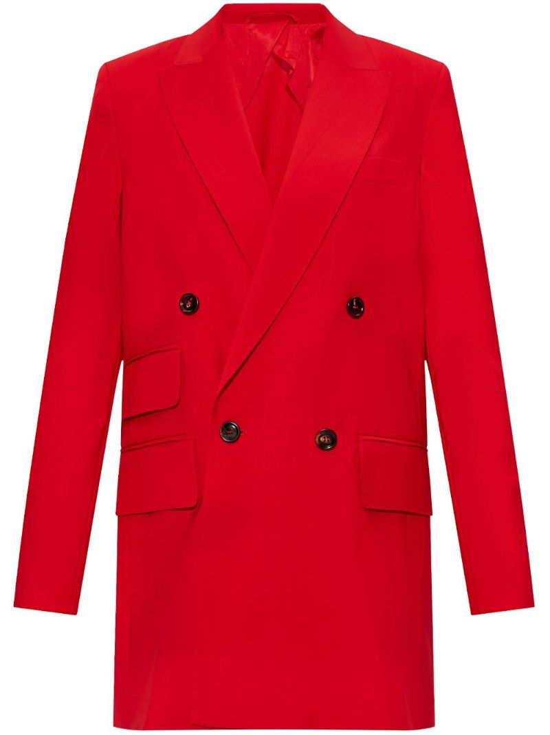 Red Double-breasted Virgin Wool Blazer