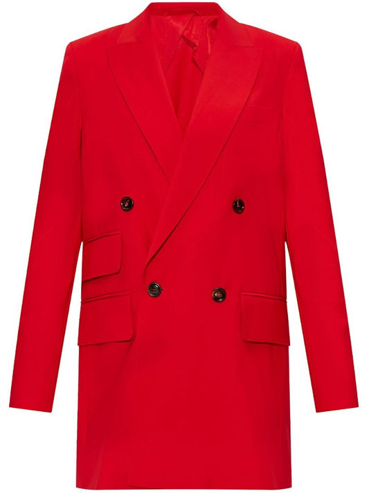 Red Double-breasted Virgin Wool Blazer