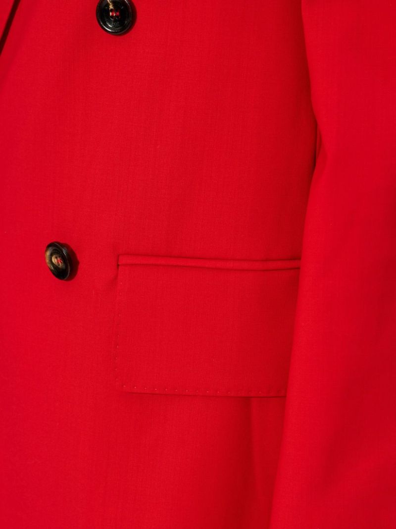 Red Double-breasted Virgin Wool Blazer