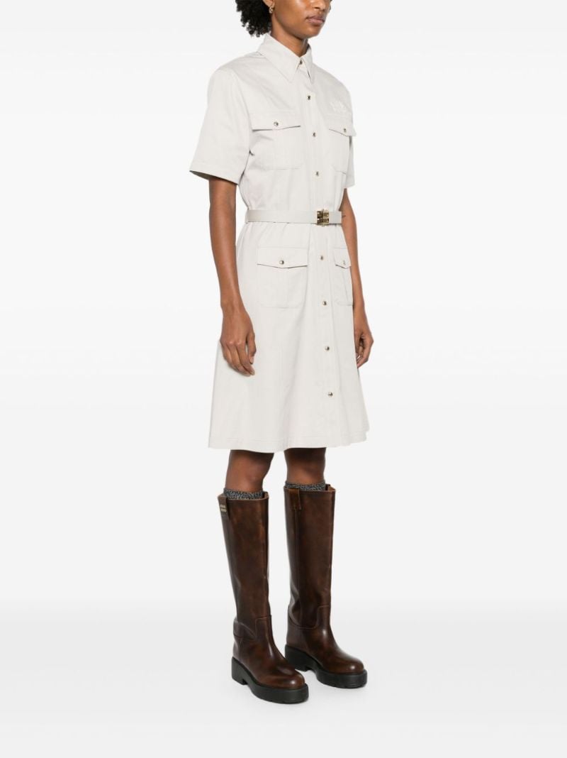 White Belted Cotton Shirt Dress