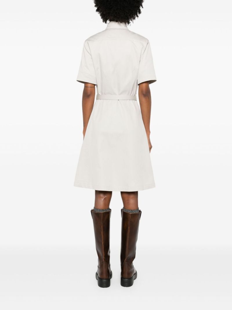 White Belted Cotton Shirt Dress